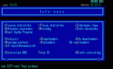 Info menu